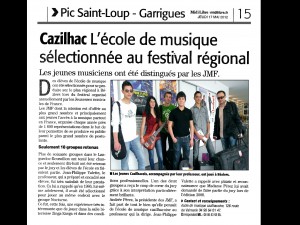 Article MIDI LIBRE Cazilhac JMF mai 2012