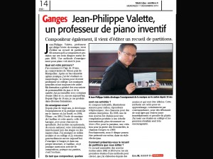 Jean Philippe Valette interview Journal MIDI LIBRE le 17 décembre 2014 www.jpvmusique.com